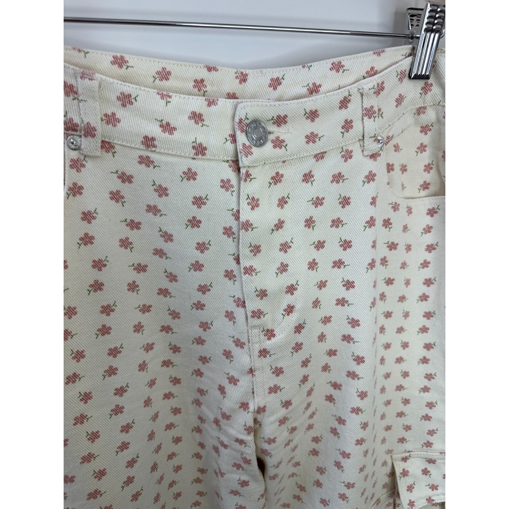 Altar'd State Ellis Floral Cargo Pants Cream Pink High Rise Wide Leg Size Medium - Picture 7 of 16